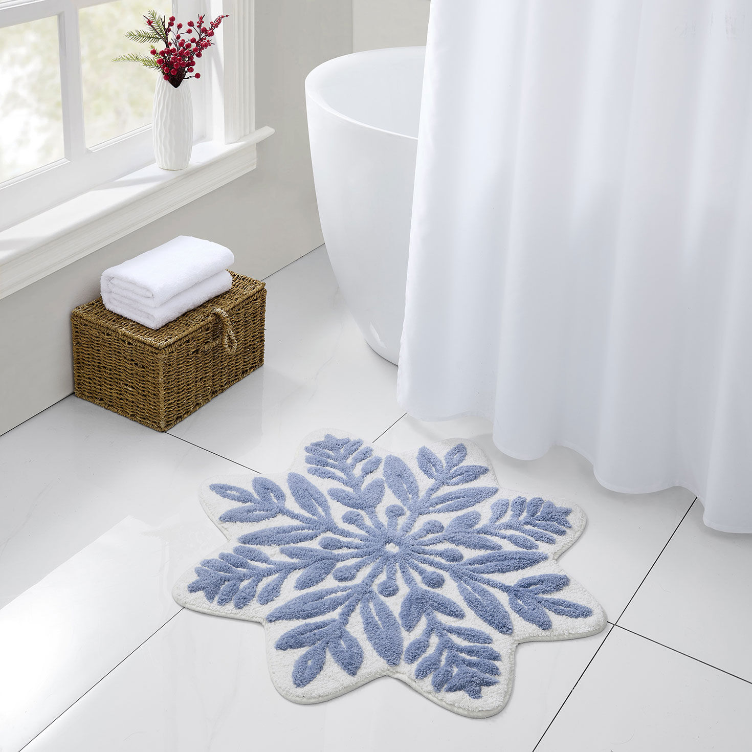Hallmark Shaped Snowflake Tufted Bath Rug in use image number 5