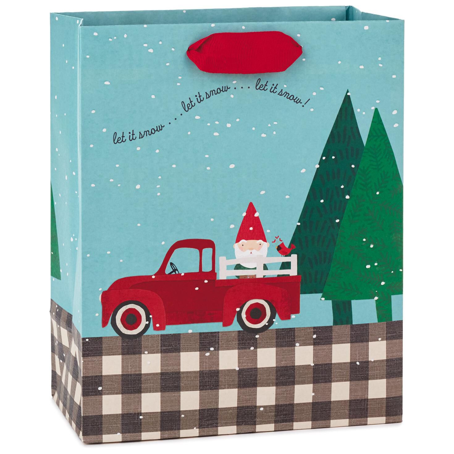 Santa Gnome In Truck Medium Christmas Gift Bag 9 6