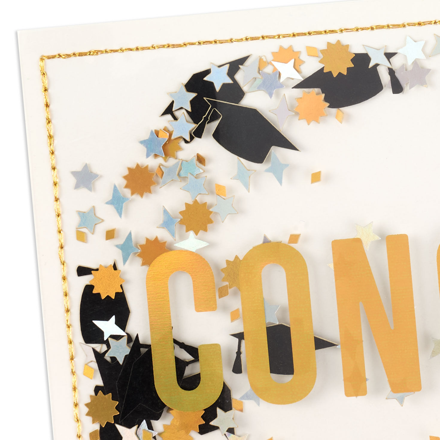 Mortarboard Caps Confetti Shaker Graduation Card Card Front Detail image number 4