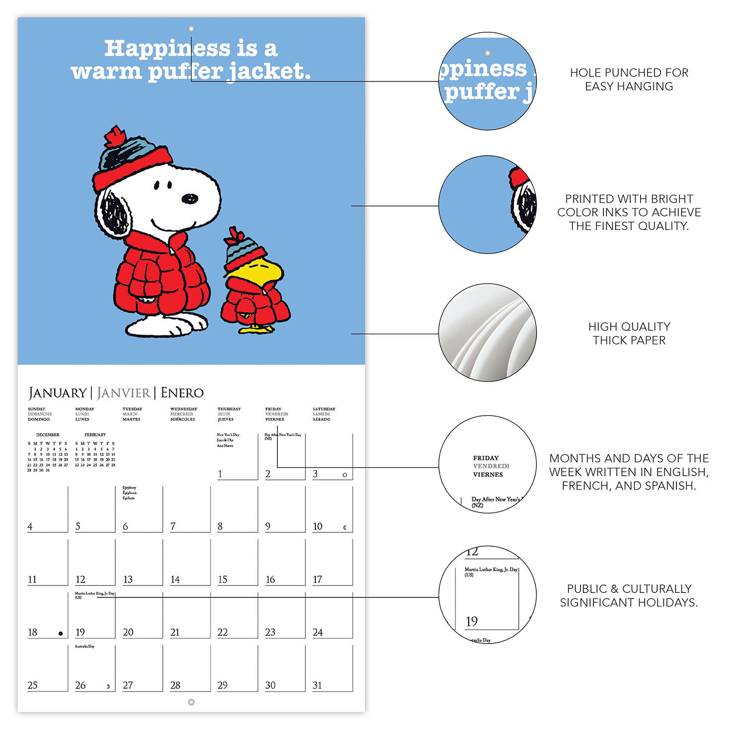 Peanuts Happiness Is... 2026 Monthly Wall Calendar highlights image number 3