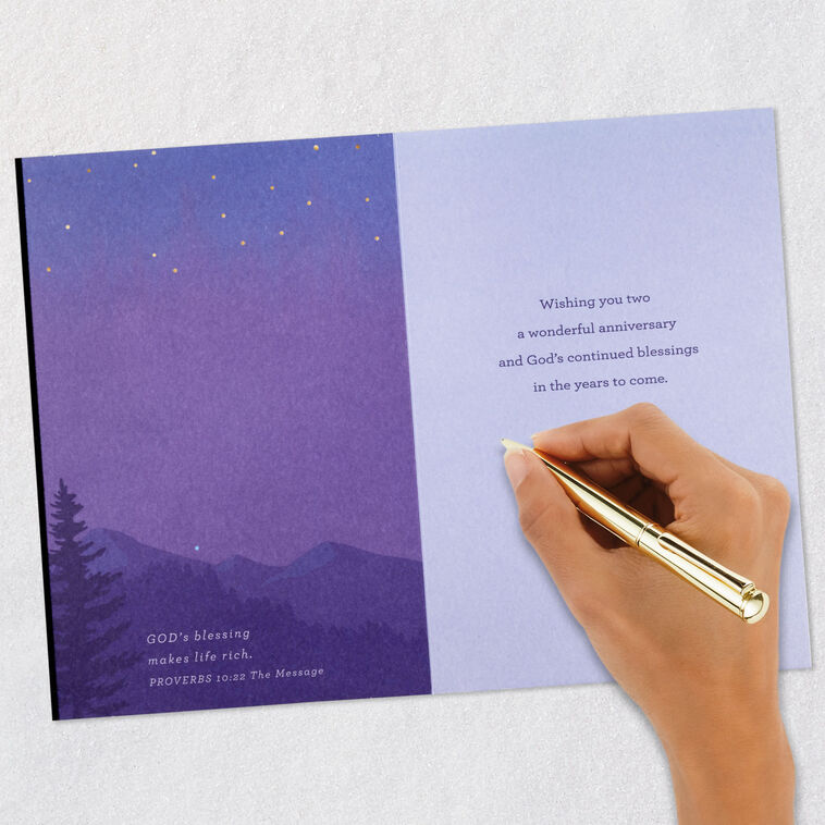 Campfire in Wooded Lake at Night Religious Anniversary Card  image number 7