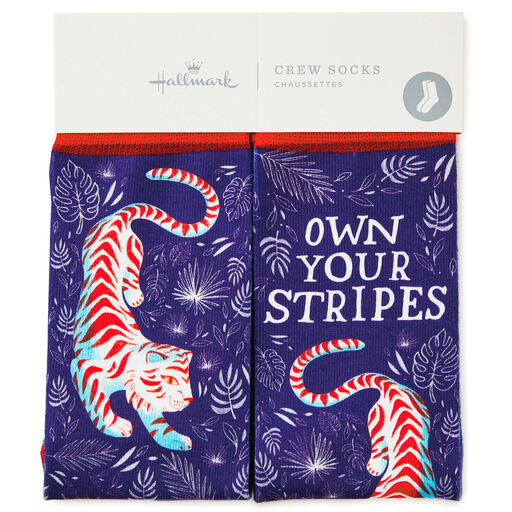 Own Your Stripes Tiger Toe of a Kind Novelty Crew Socks, 