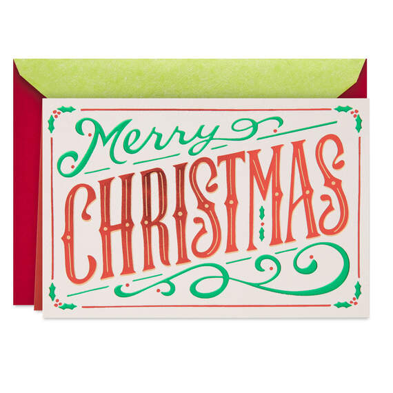Merry Christmas Lettering Blank Christmas Card, , large image number 1