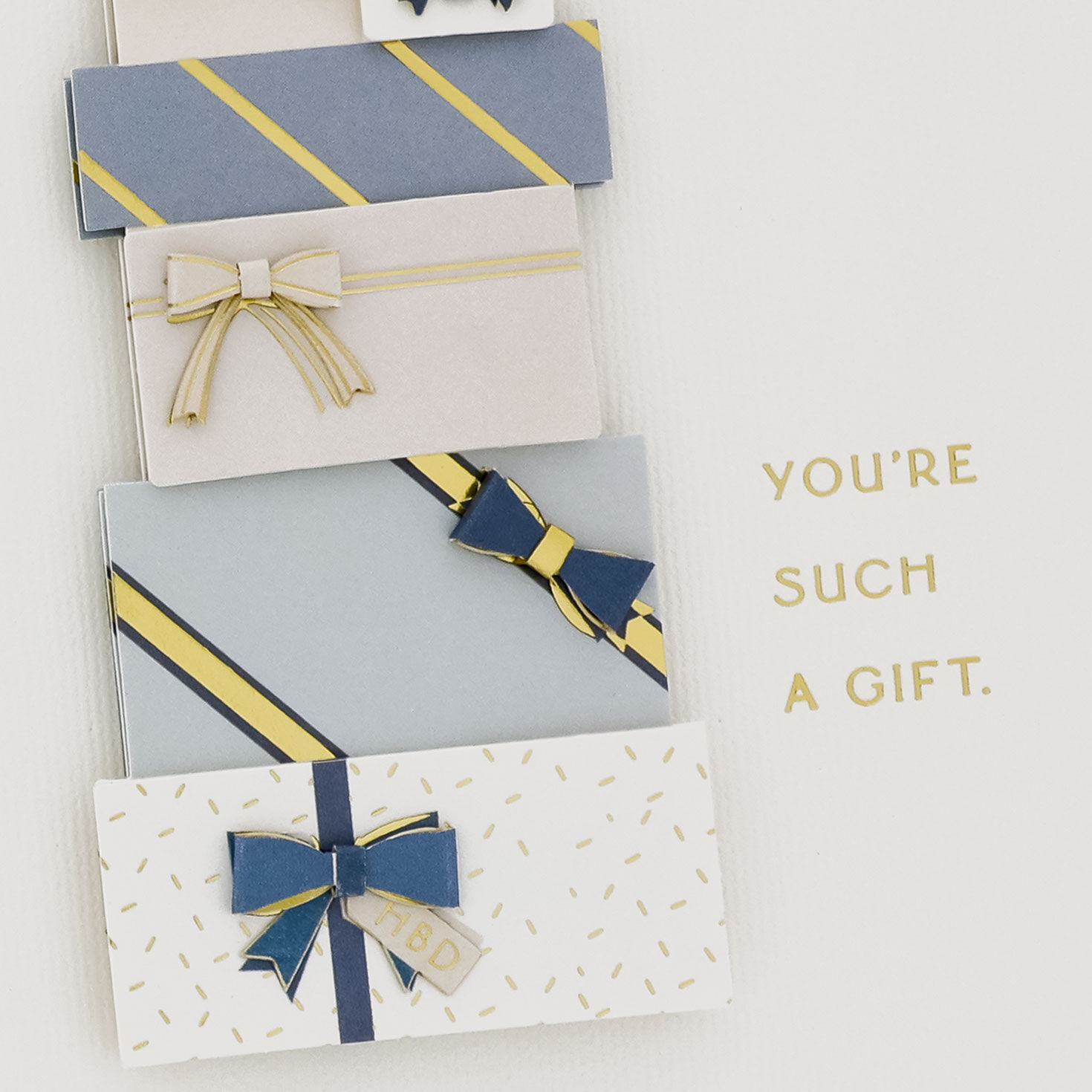Stack of Blue and Pink Presents Birthday Card Card Front Detail image number 4