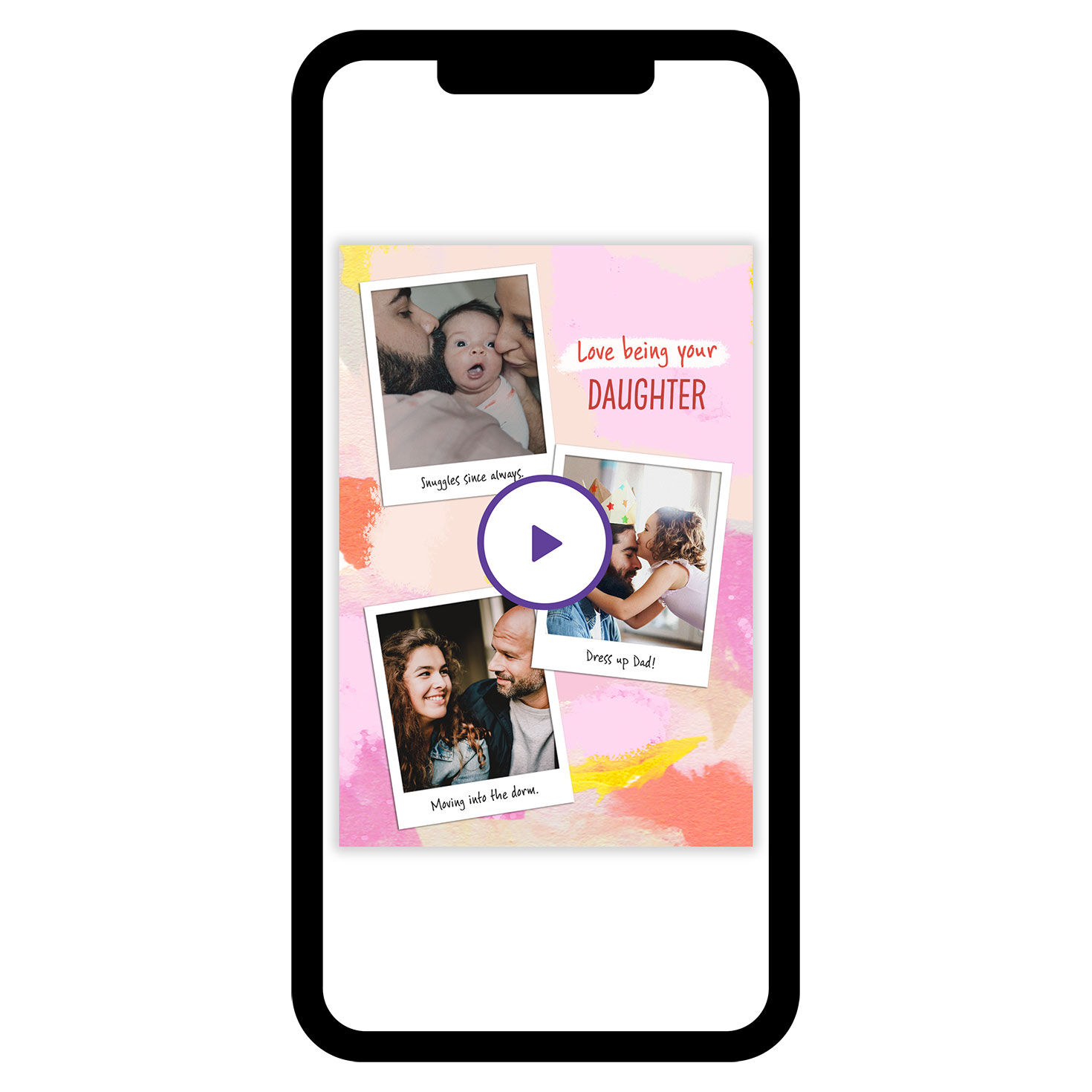 Snapshots on Pink Watercolor eCard