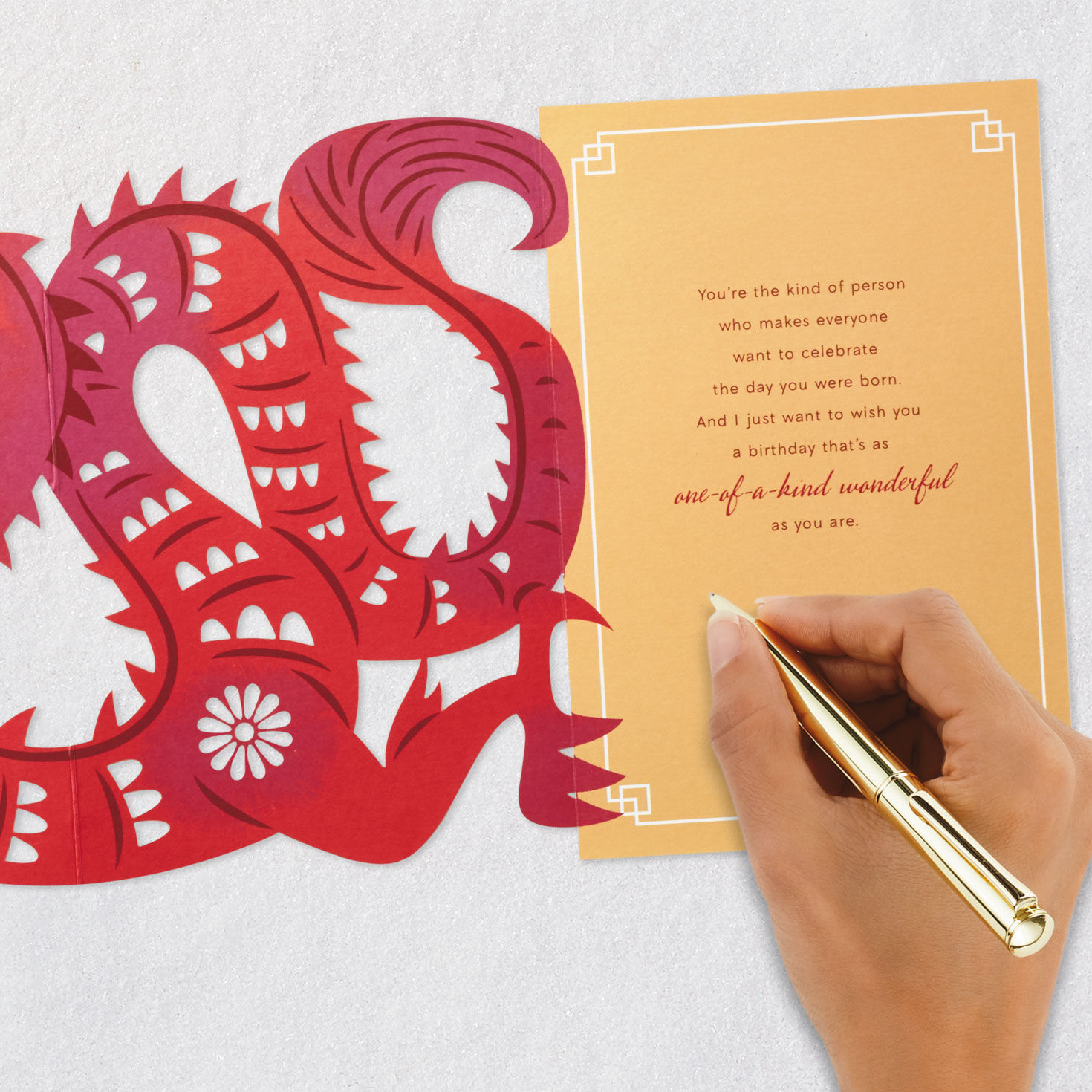 Red Dragon Chinese Zodiac Birthday Card signing card image number 7