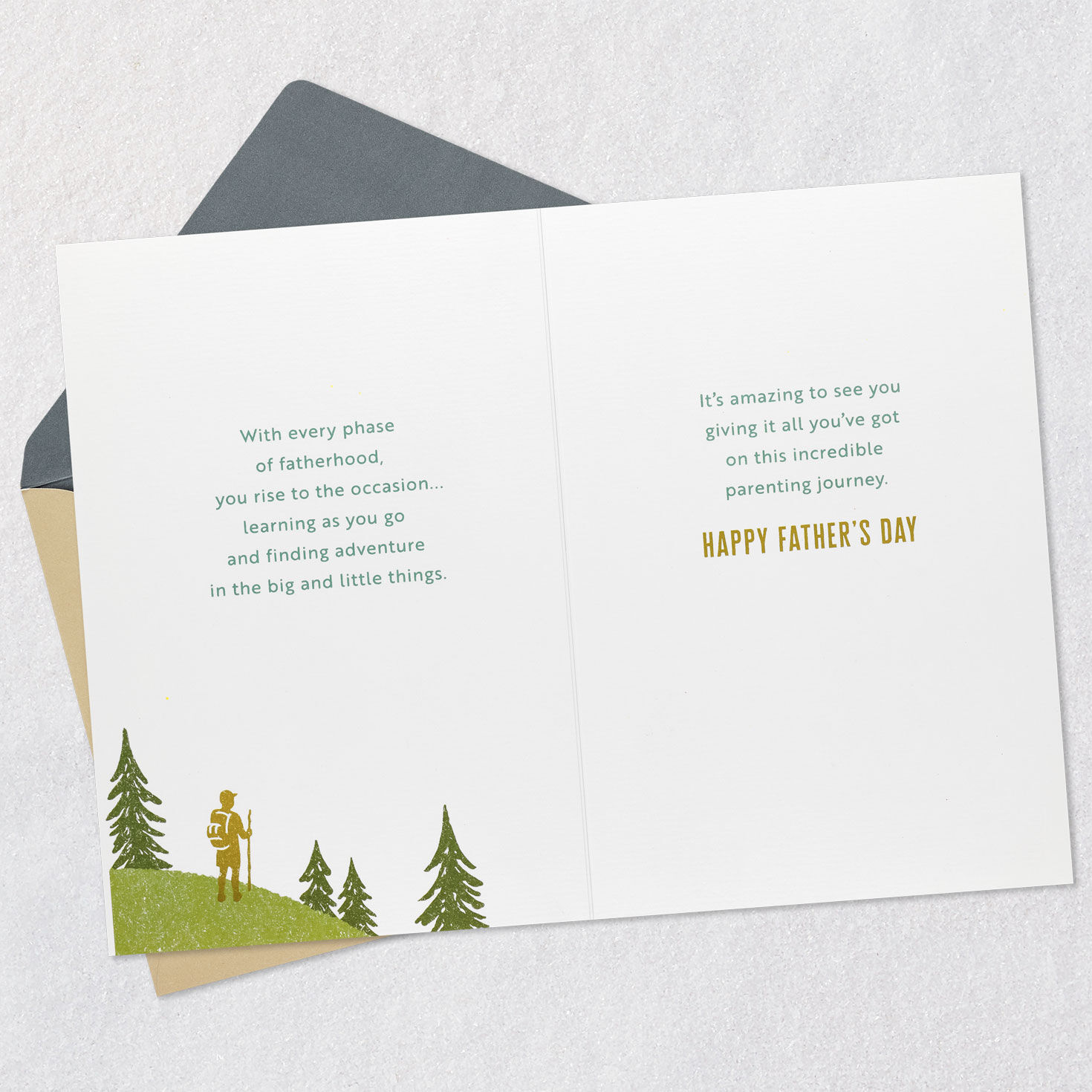 Adventure and Woods Father's Day Card Open card with envelope image number 4