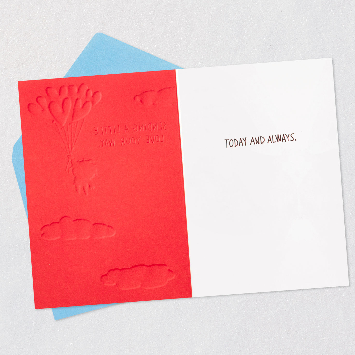 Person Flying Away With Heart Balloons Love Card, , large image number 3