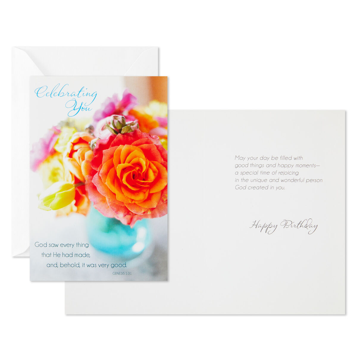 Flower Photos Assorted Religious Birthday Cards, Box of 12 Boxed