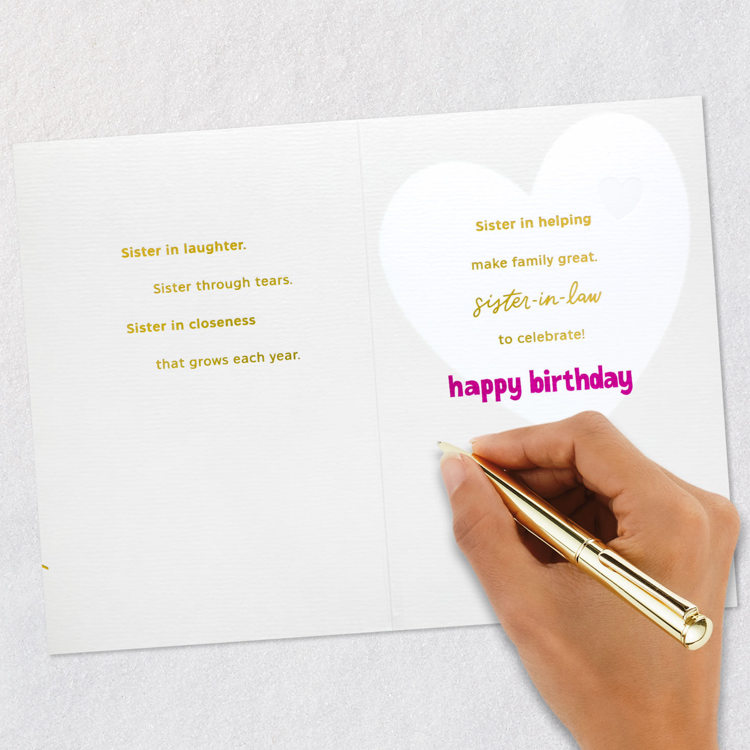 Whimsical Script Birthday Card for Sister-in-Law Signing card image number 7