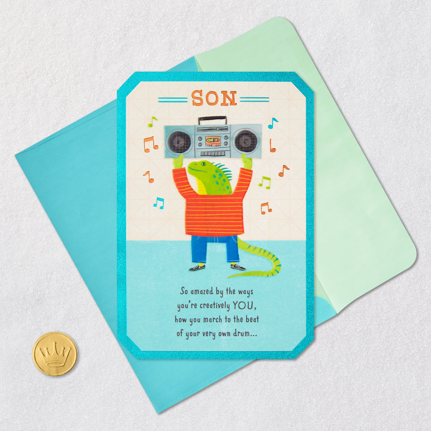 Iguana With Boom Box Birthday Card for Son, , large image number 5