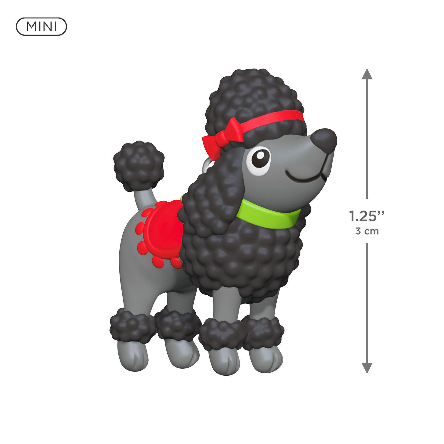 Gray Dog With Red Blanket Bow Keepsake Ornament measurement image number 3