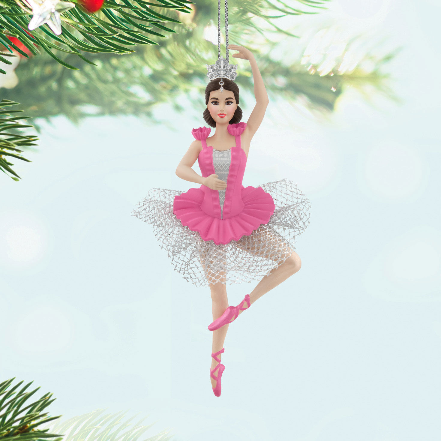Barbie Ballerina Keepsake Ornament hanging on tree image number 2