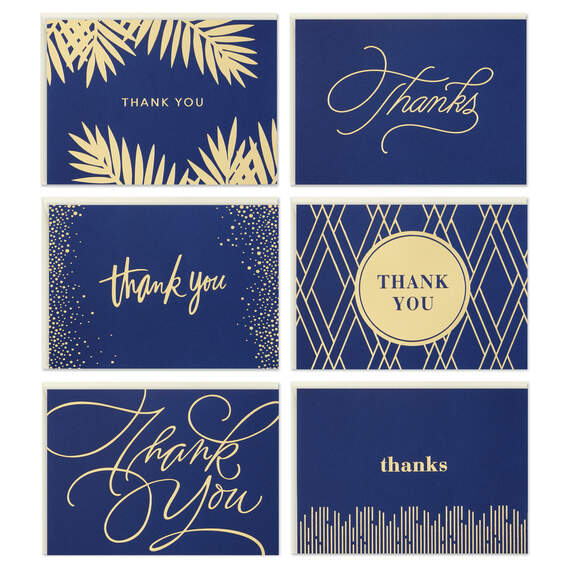 Bulk Navy and Gold Assorted Blank Thank-You Notes, Box of 120, , large image number 2