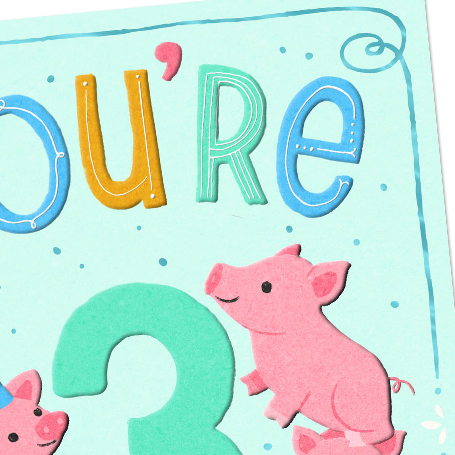 Three Pink Pigs 3rd Birthday Card for Boys Card Front Detail image number 4