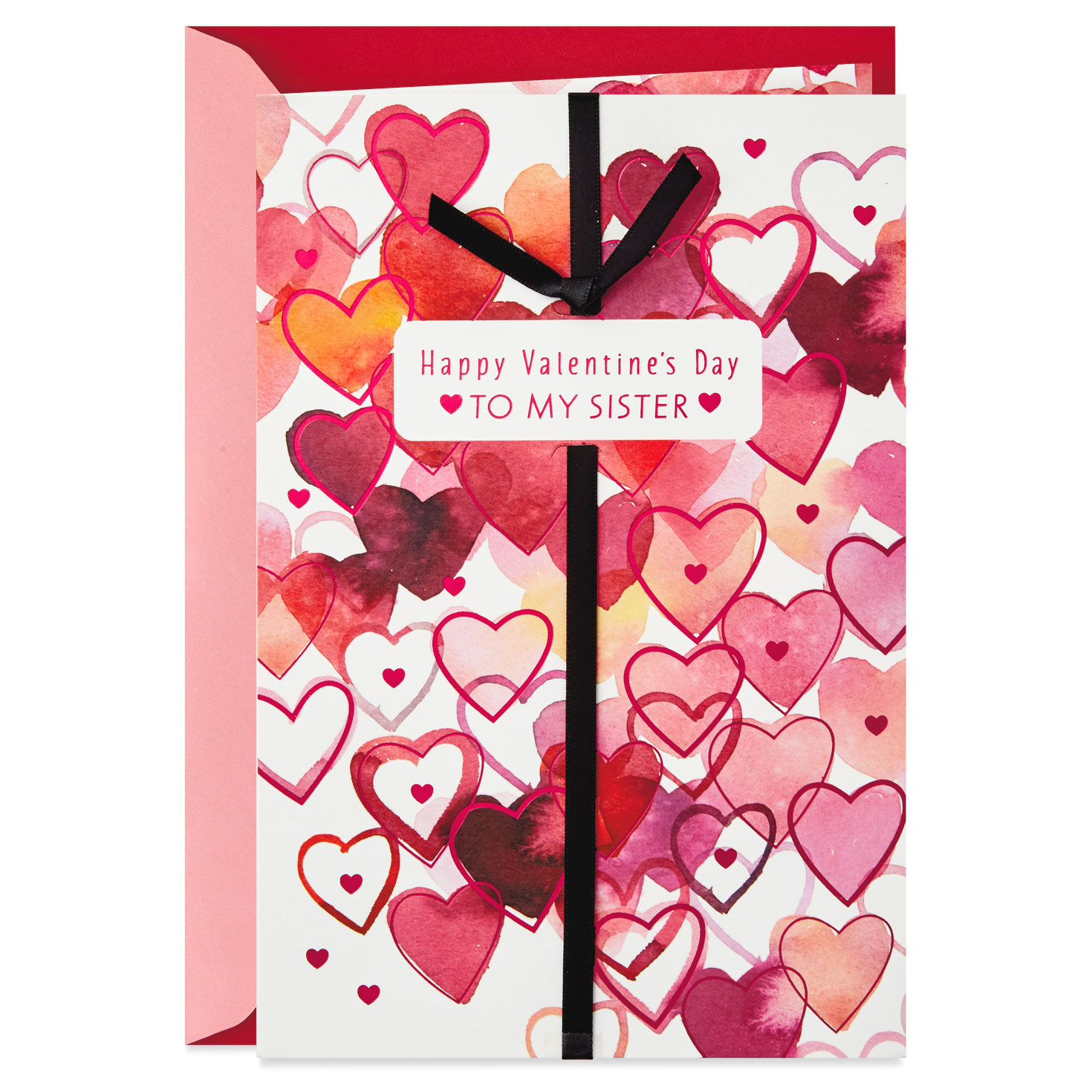 Watercolor Hearts Valentine S Day Card For Sister Greeting Cards Hallmark