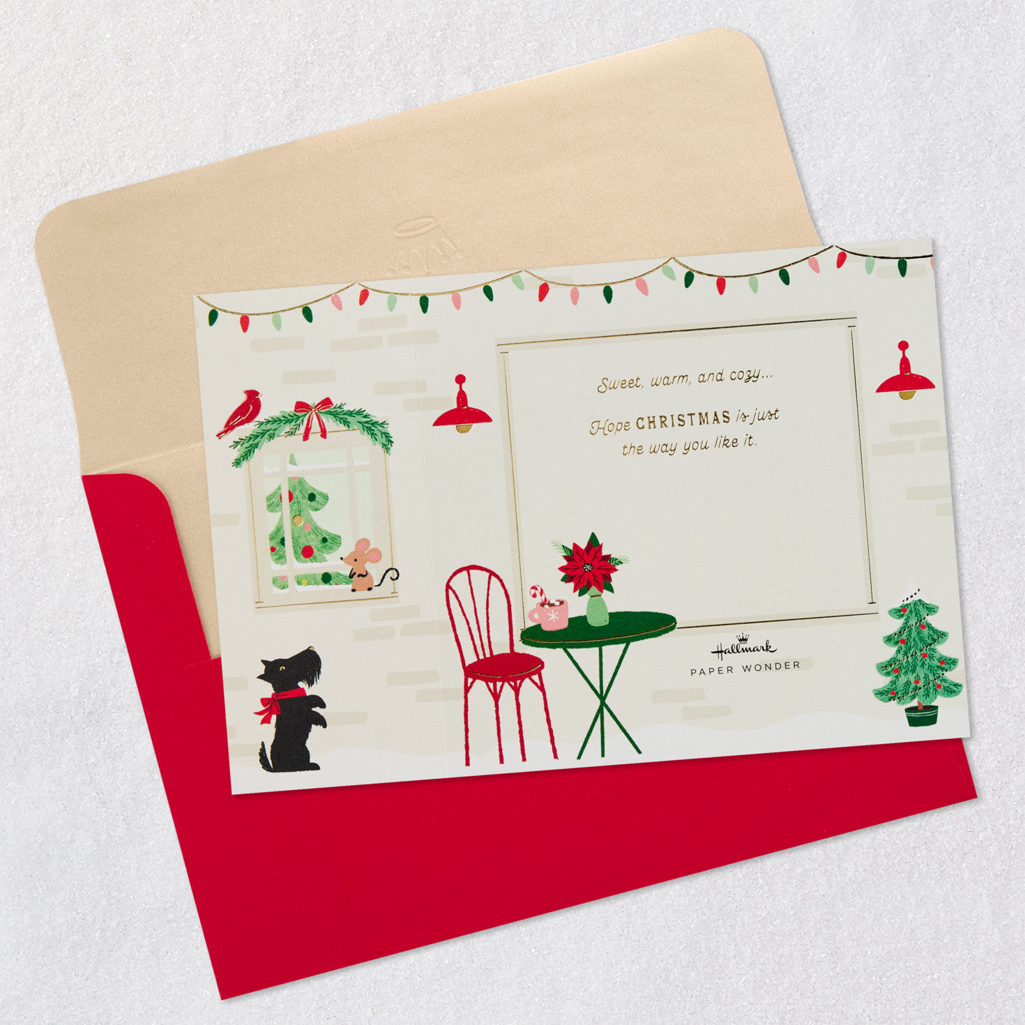 Santa Cocoa Stand Pop Up Christmas Card card back with envelope image number 5