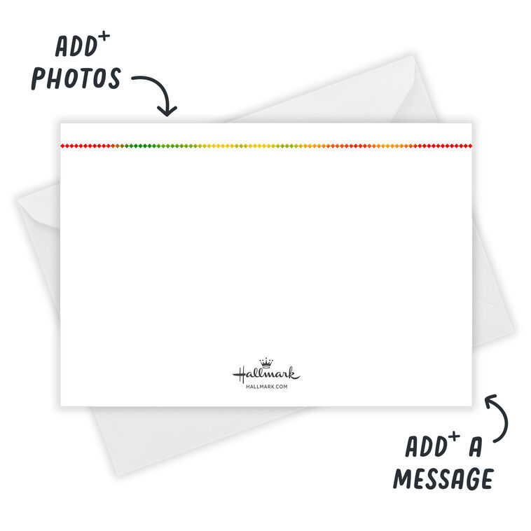 Wood and Colored Letters Personalized Kwanzaa Card Card back with Envelope indicating personalization image number 3