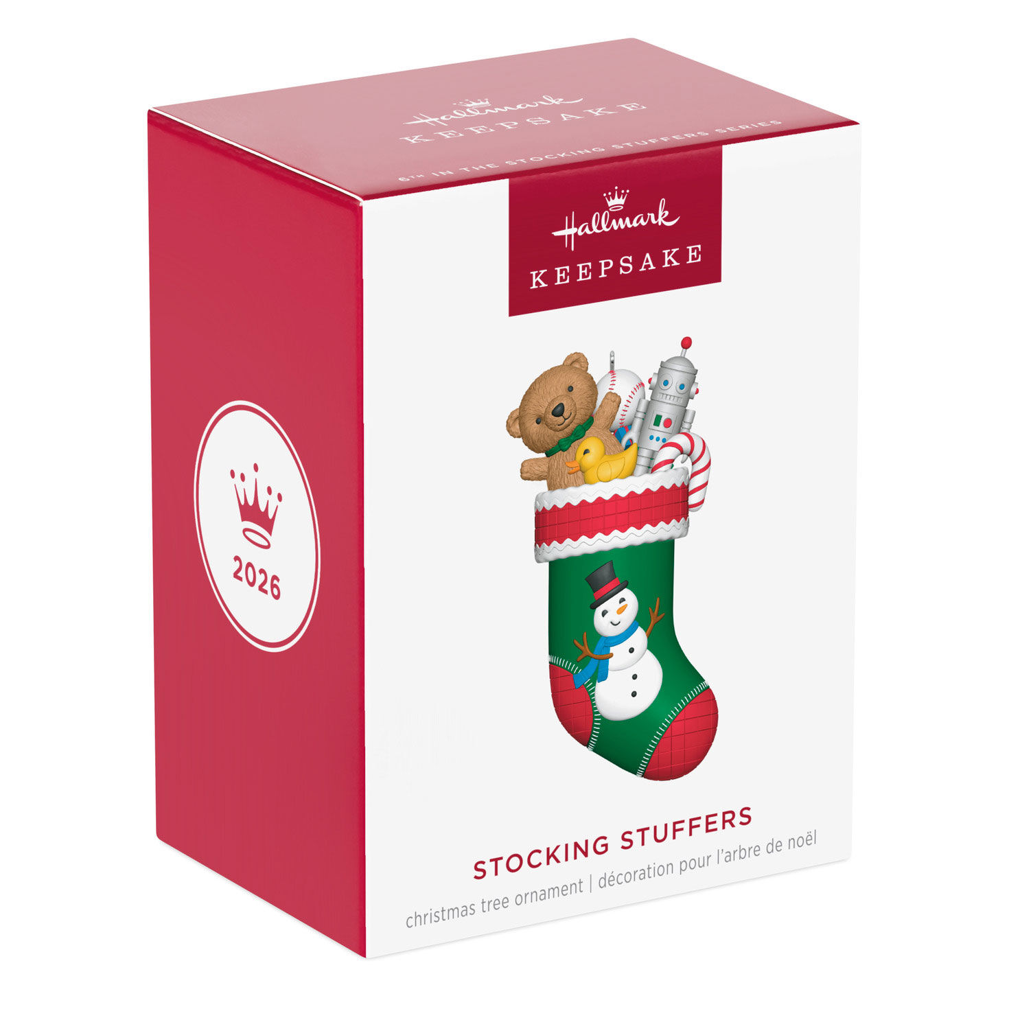 Snowman Stocking With Toys Keepsake Ornament Package Front image number 7