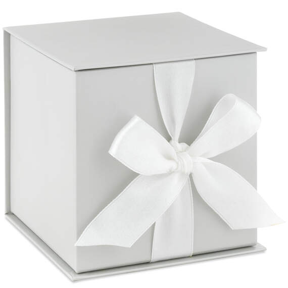 4.3" Small Pearl Gray Gift Box With Shredded Paper Filler