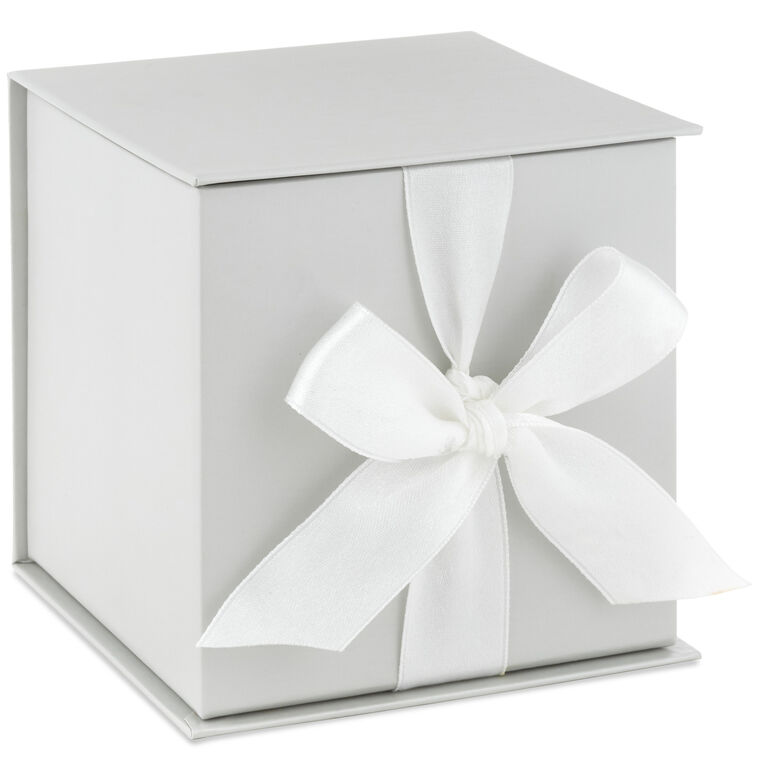 4.3" Small Pearl Gray Gift Box With Shredded Paper Filler