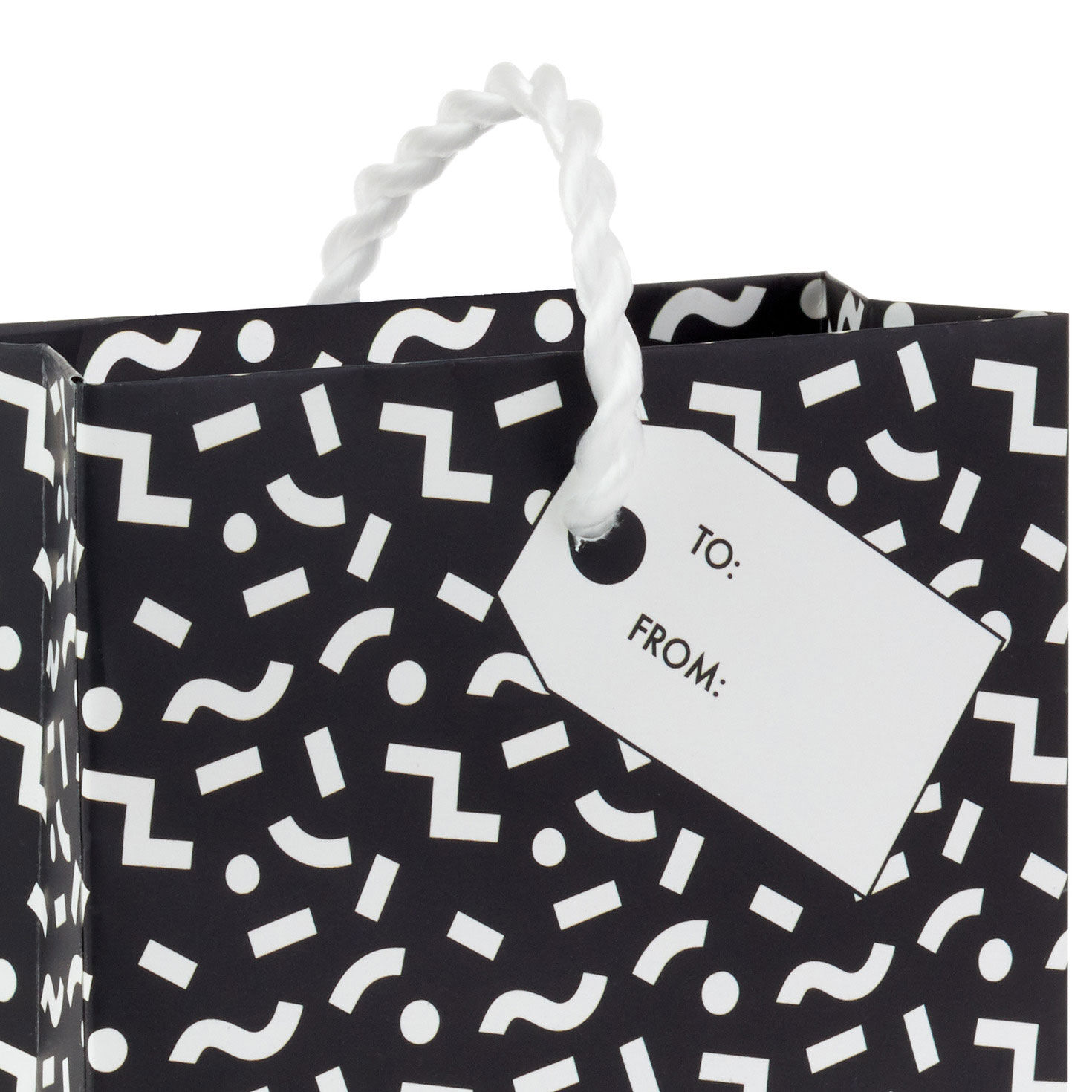 Black and White Mod Shapes Gift Card Holder Mini Bag upclose detail image number 5