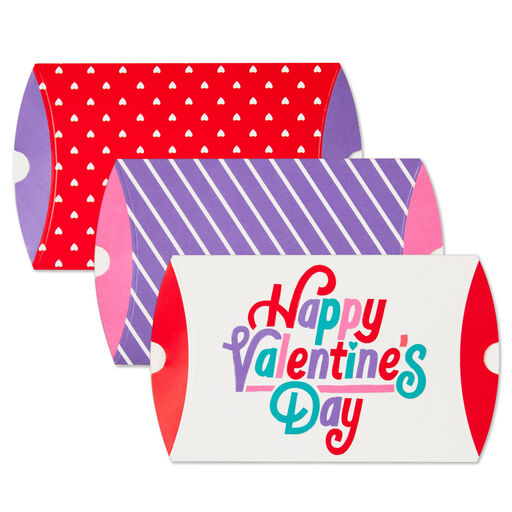 Valentine's Day 3-Pack Assorted Gift Card Holder Pillow Boxes, 