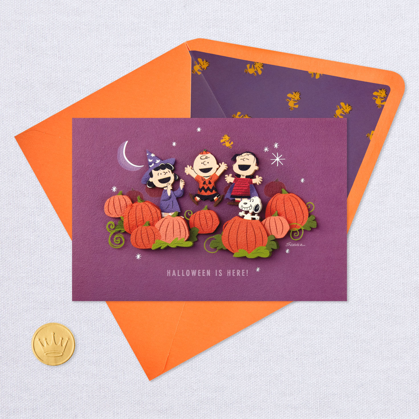 Peanuts® Gang in the Pumpkin Patch Halloween Card for only USD 7.99 | Hallmark