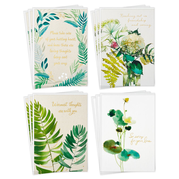 Watercolor Botanicals Boxed Sympathy Cards Assortment, Pack of 12