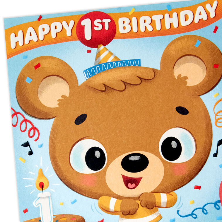 Baby Bear Pop-Up 1st Birthday Card for Boy Card Front Detail image number 4