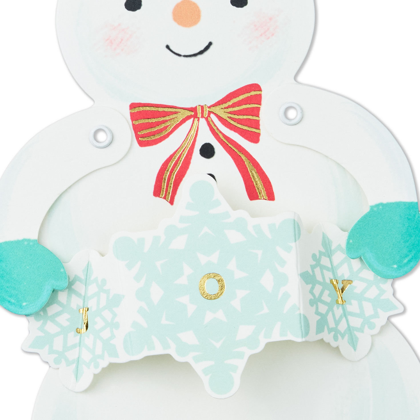 Moveable Snowman with Snowflakes Holiday Card Card Front Detail image number 4