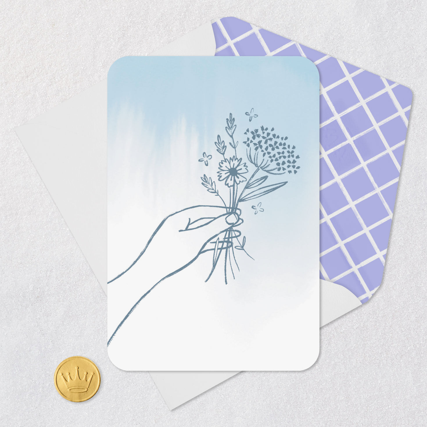 Handing Holding Flowers Blank Card Card Front with Envelope and Gold Seal image number 4