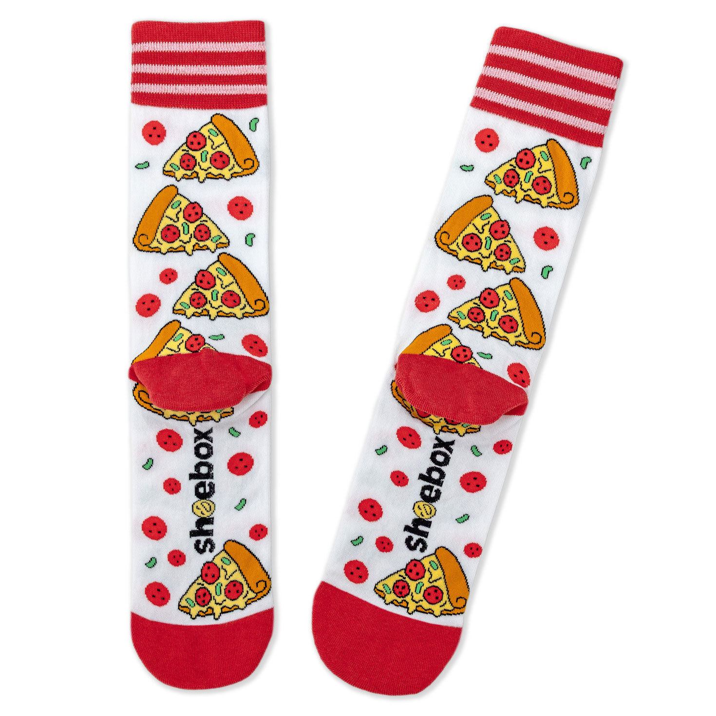 Slices of Pizza and Pepperoni Novelty Crew Socks back image number 2