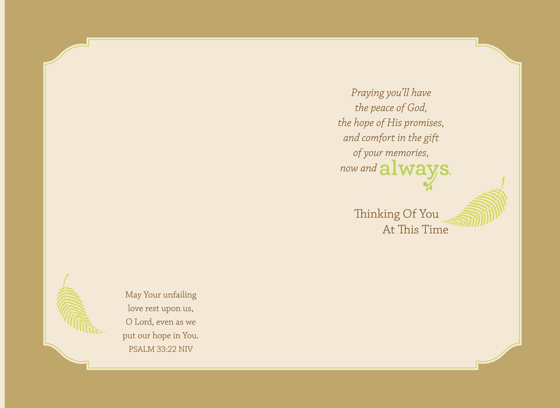Comfort in the Memories Religious Sympathy Card
