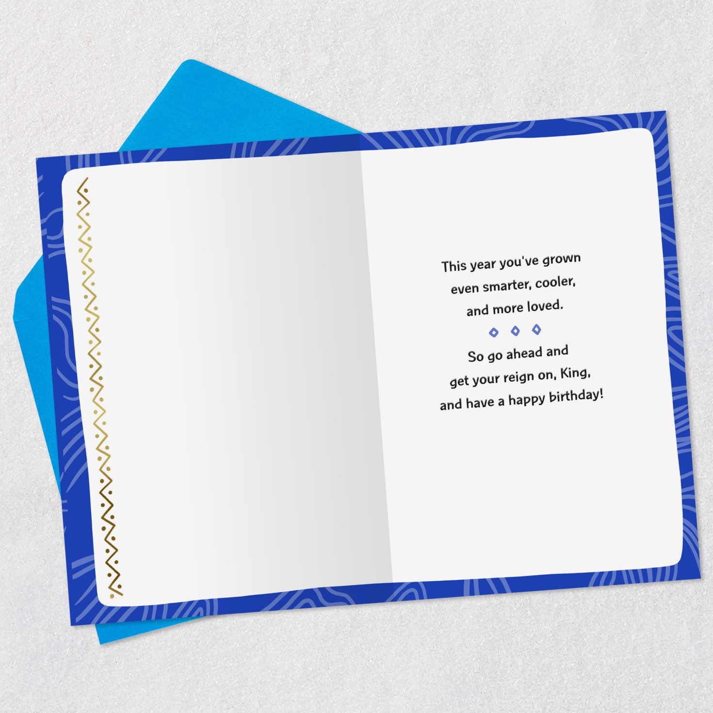 Young Man Wearing a Crown Birthday Card for Him Open card with envelope image number 3