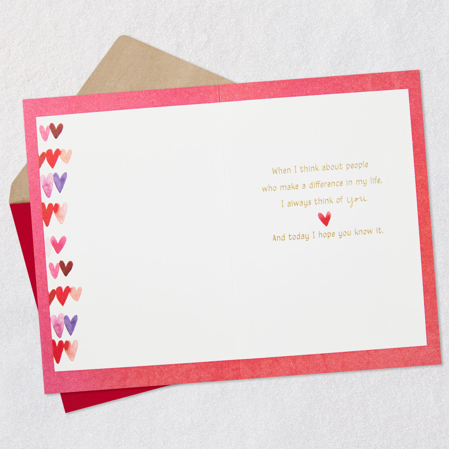Watercolor Hearts Sweetest Day Card Open card with envelope image number 3