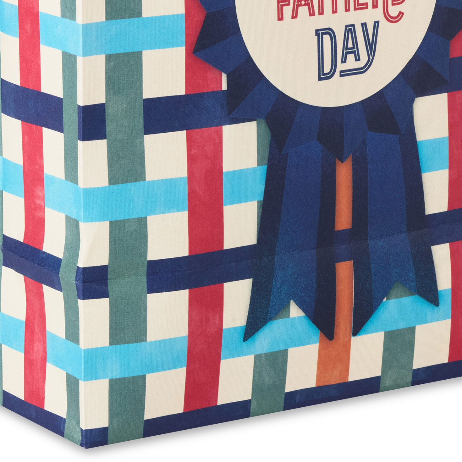 Happy Father's Day Ribbon on Plaid Medium Gift Bag  image number 5