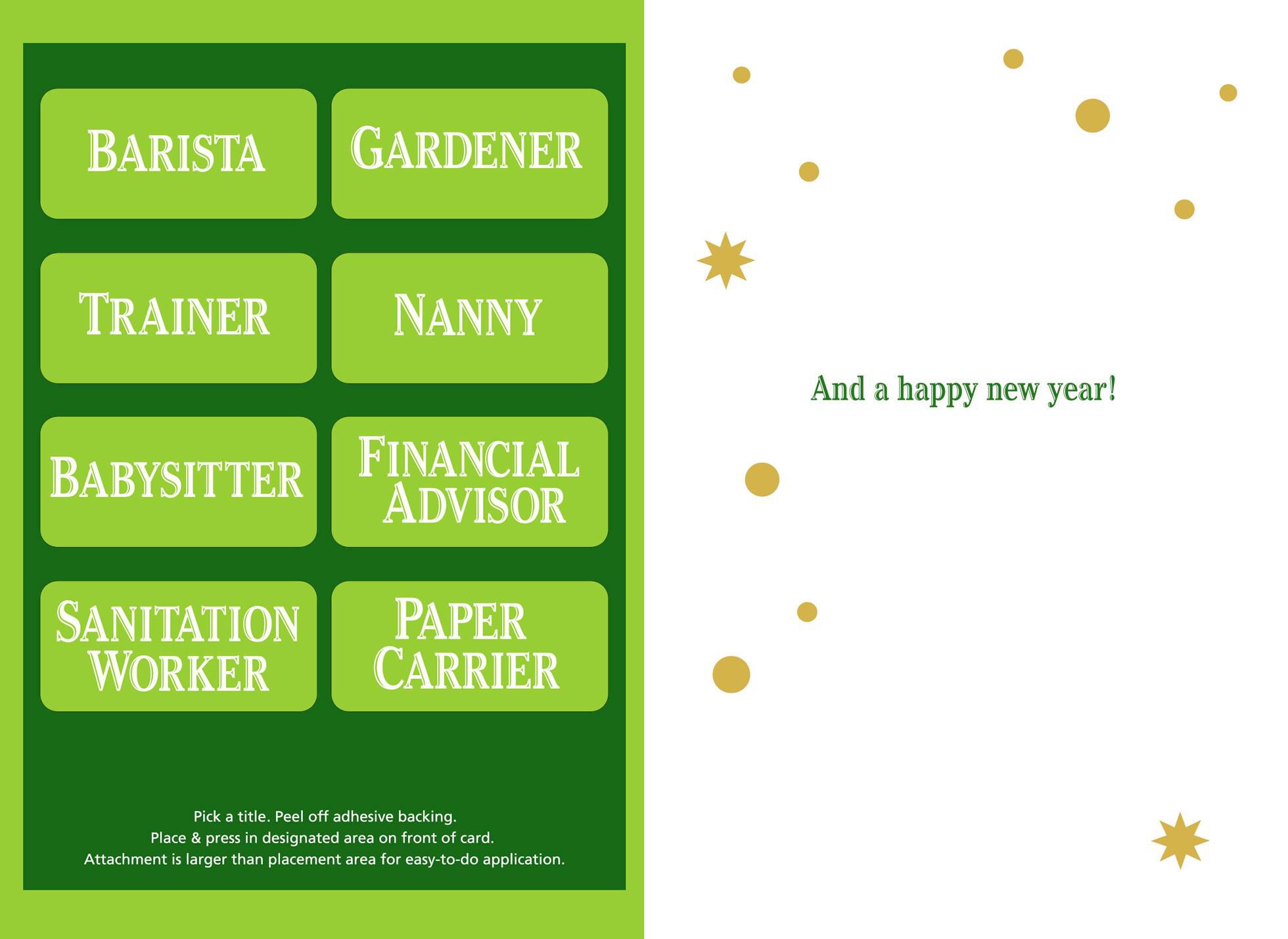 Ornament Christmas Card with Customizable Job Title Stickers