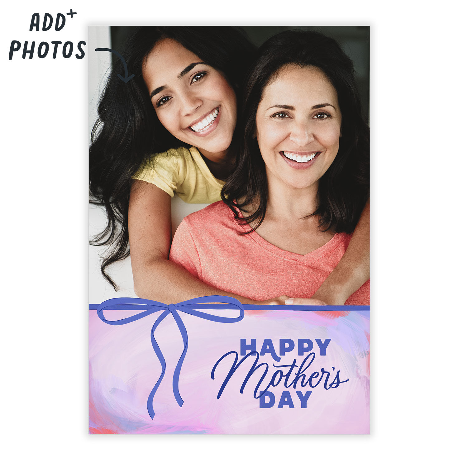 Purple Bow on Photo Personalized Mother's Day Card Card Front indicating personalization image number 2