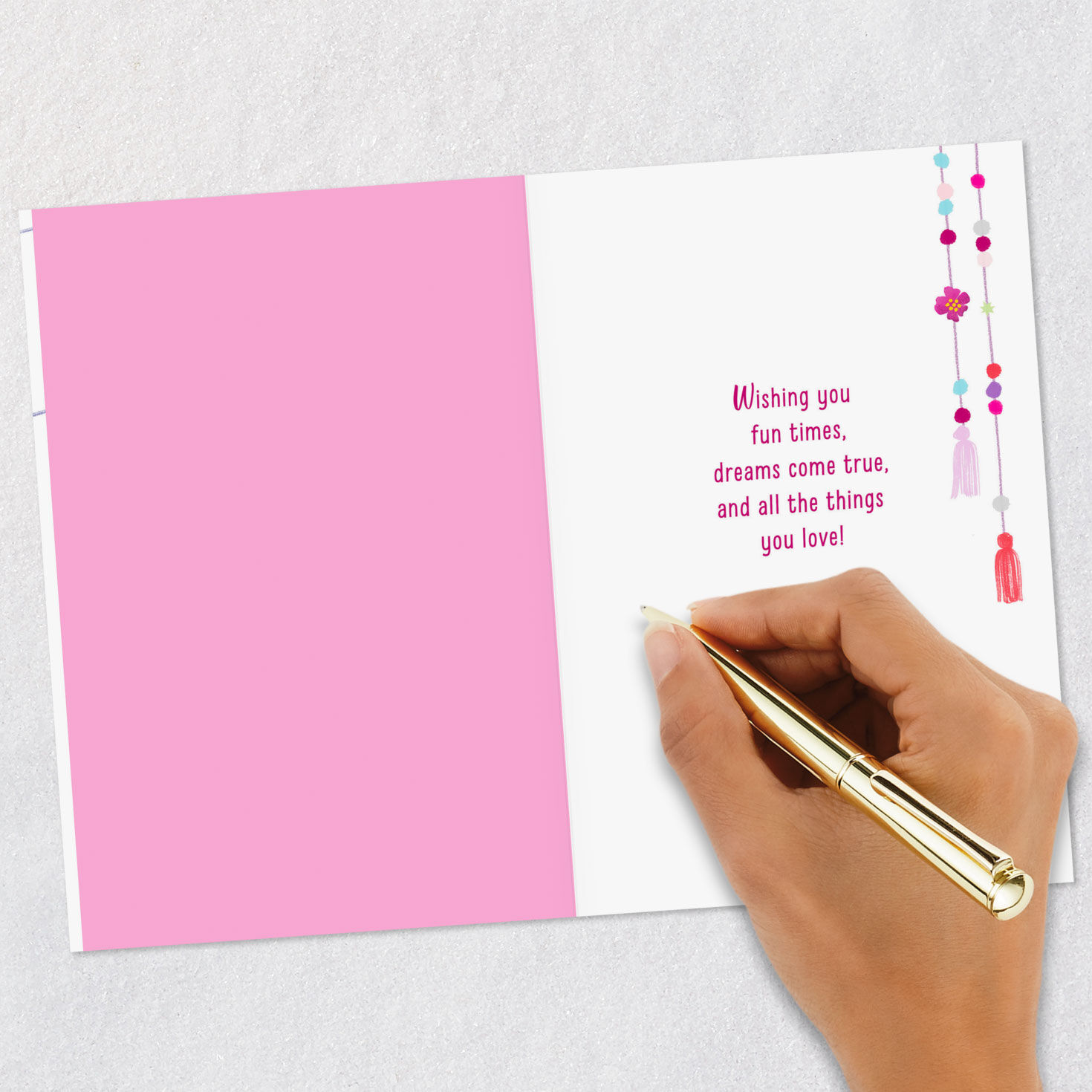 Flowers and Party Streamers Kids Birthday Card Signing card image number 6