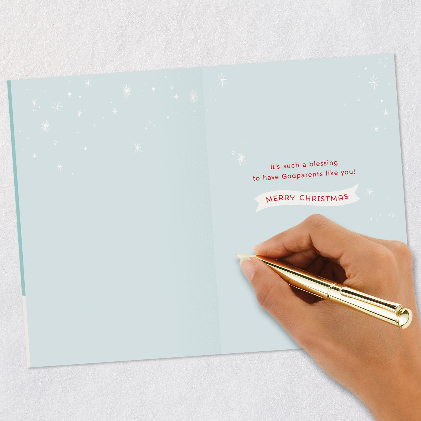 Tree and Critters Christmas Card for Godparents Signing card image number 6