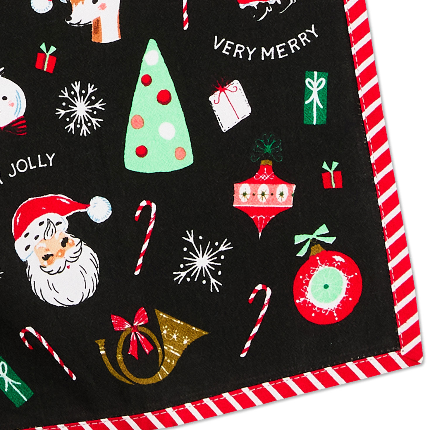 Christmas Icons on Black Dish Towel upclose detail image number 3