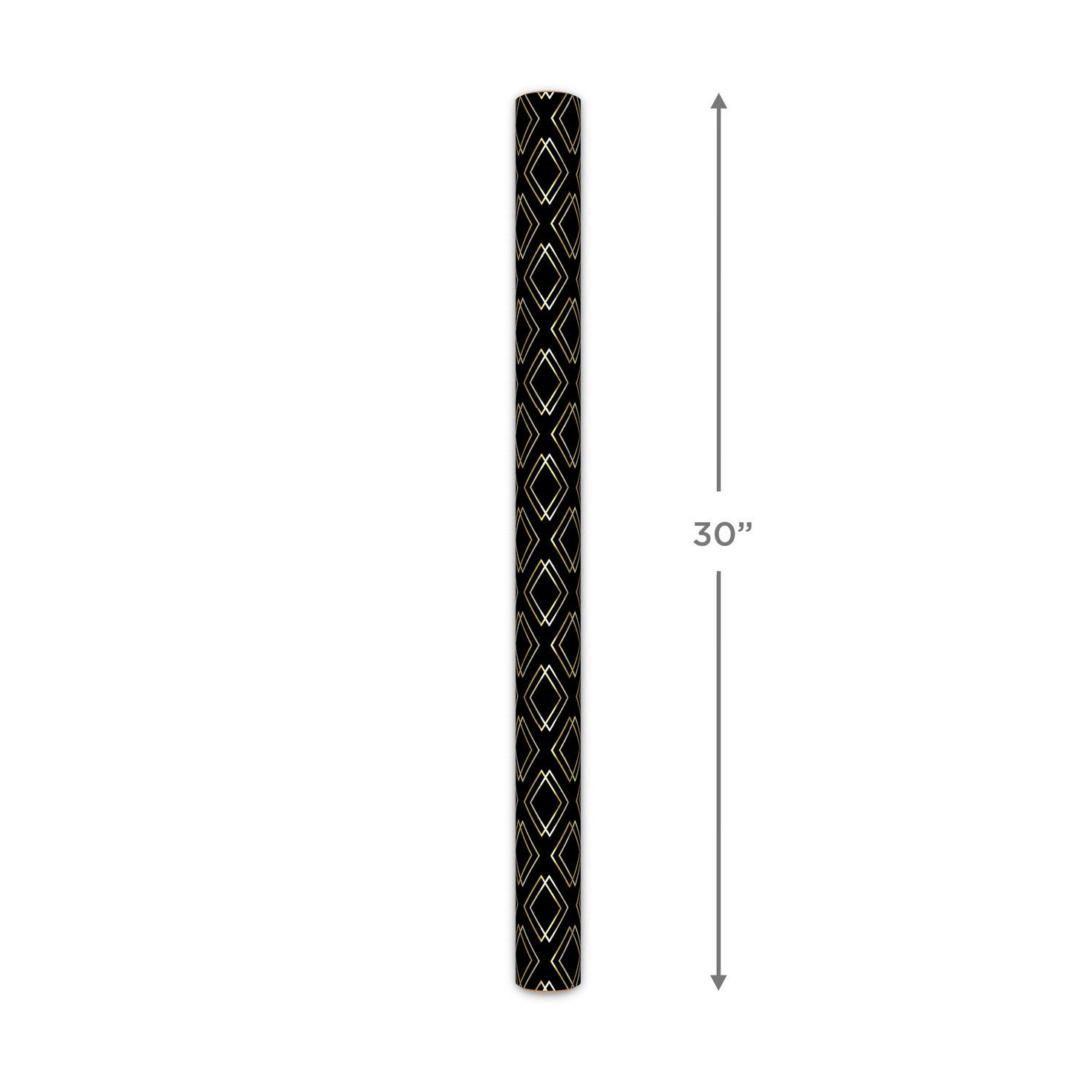 White and Gold Diamonds on Black Gift Wrap Roll measurement image number 5