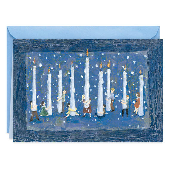Kids Hugging Candles Hanukkah Card, , large image number 1