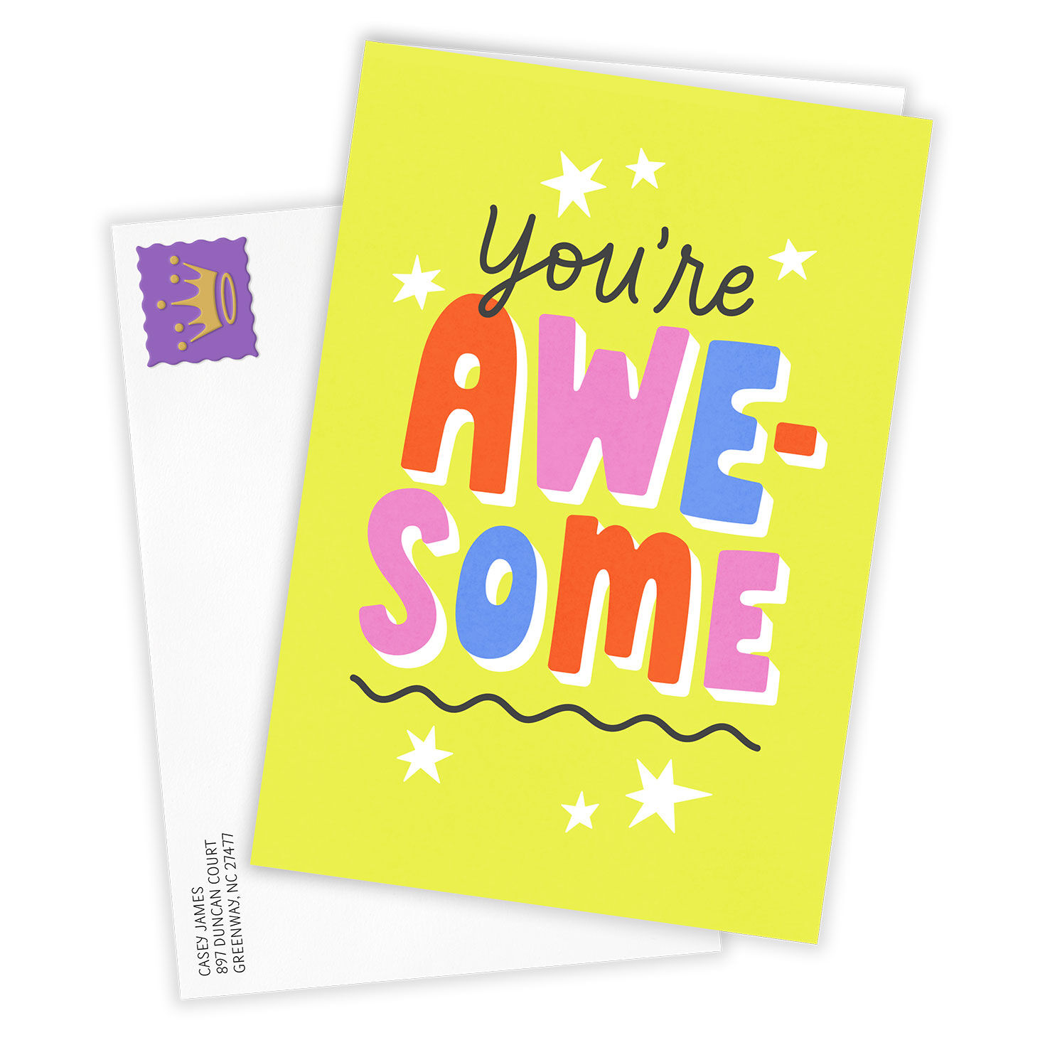 Bright Letters You're Awesome Personalized Card Card Front with Envelope image number 2
