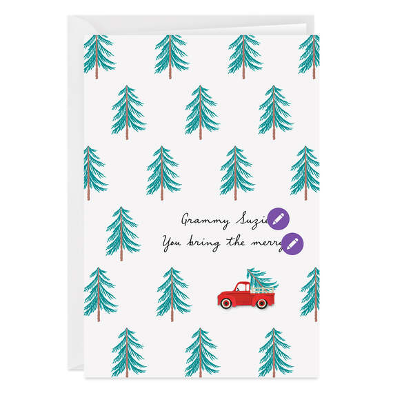 Personalized Red Truck With Trees Christmas Card, , large image number 6