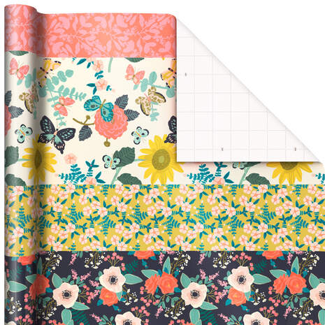 Floral Patchwork Wrapping Paper, 27 sq. ft., , large