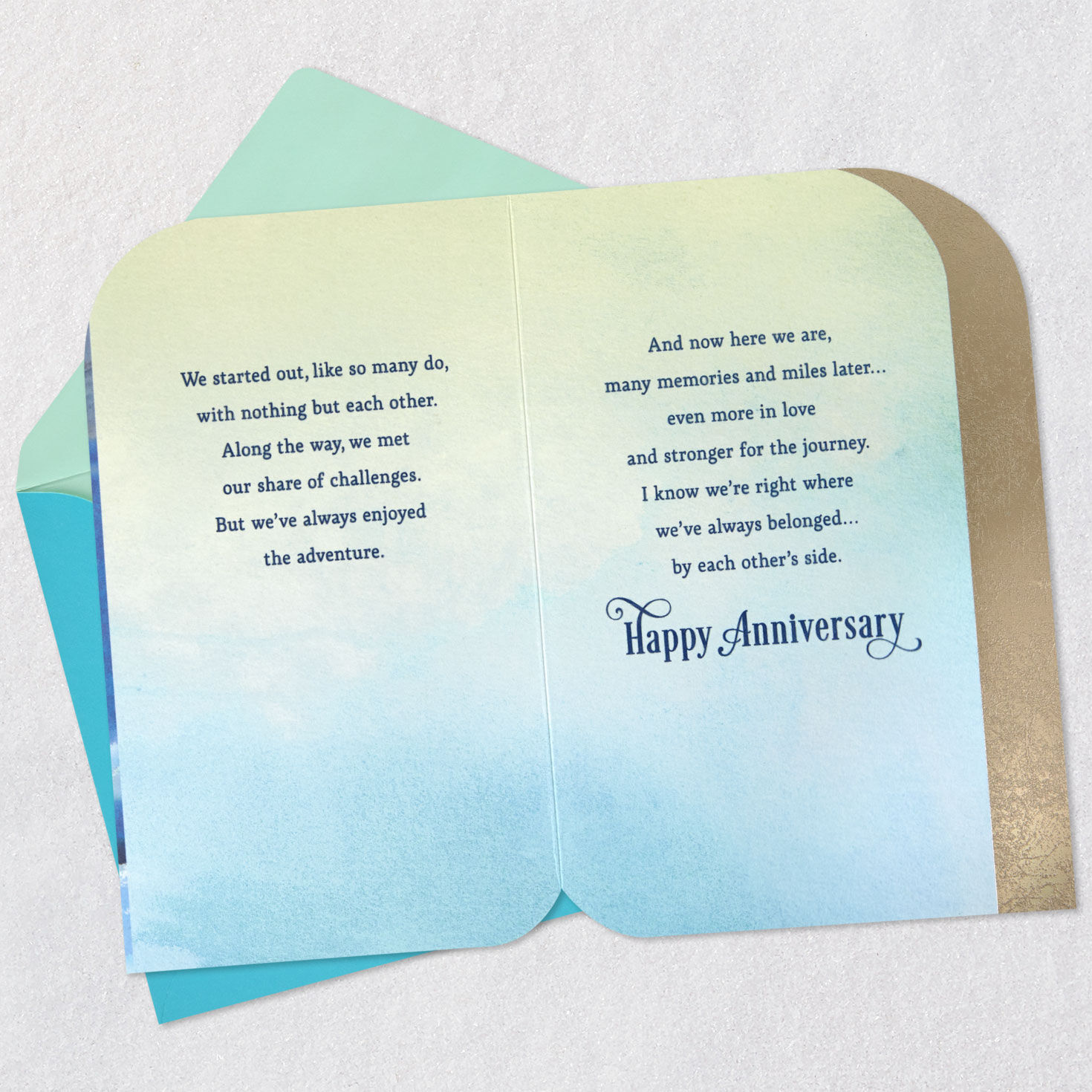 Sailboat in Sea Husband Anniversary Card Open card with envelope image number 4