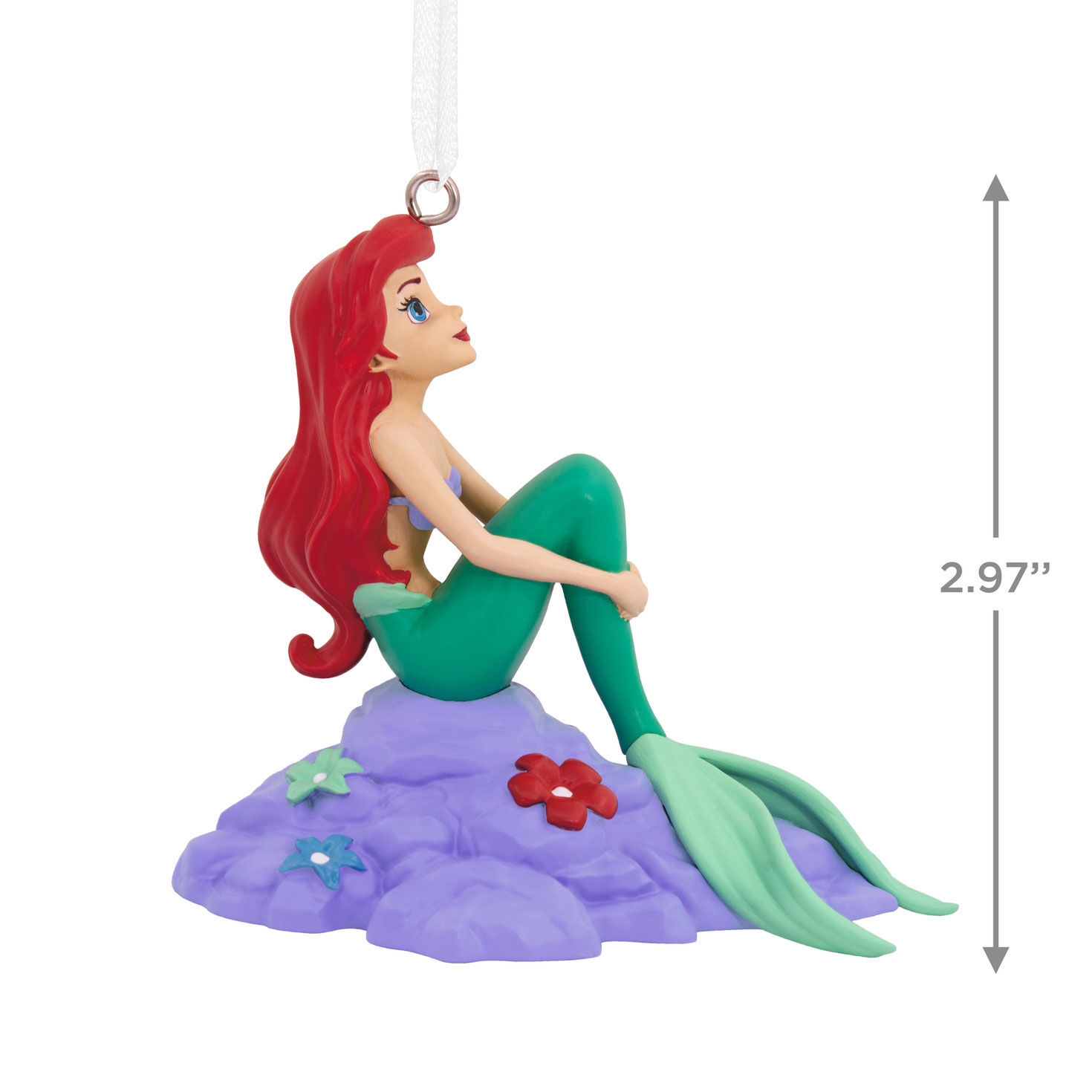 Little Mermaid Ariel on Rock Christmas Ornament measurement image number 3