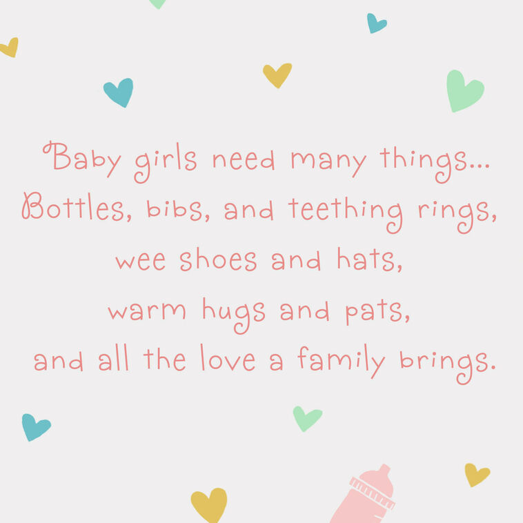 Newborn Items and Hearts 99-cent New Baby Girl Card Sentiment  image number 2